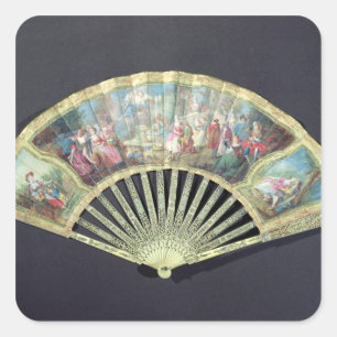 Gerichts-Fan, Franzosen, 18. Jahrhundert Quadratischer Aufkleber
