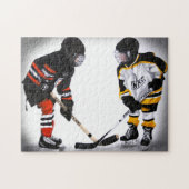 geringe Hockeyspieler am Face-Offpuzzlespiel Puzzle (Horizontal)