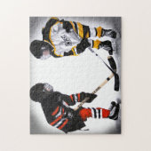 geringe Hockeyspieler am Face-Offpuzzlespiel Puzzle (Vertikal)