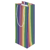Geringe Regenbogenstreifen Geschenktüte Für Weinflaschen (Rückseite Schrägansicht)