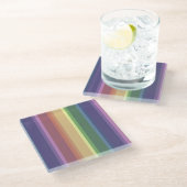 Geringe Regenbogenstreifen Glasuntersetzer (Schrägansicht)