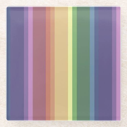 Geringe Regenbogenstreifen Glasuntersetzer (Vorderseite)