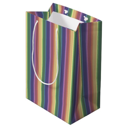 Geringe Regenbogenstreifen Mittlere Geschenktüte (Rückseite Schrägansicht)