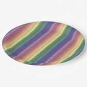 Geringe Regenbogenstreifen Pappteller (Schrägansicht)