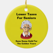Geringere Steuern für Senioren Keramik Ornament (Hinten)