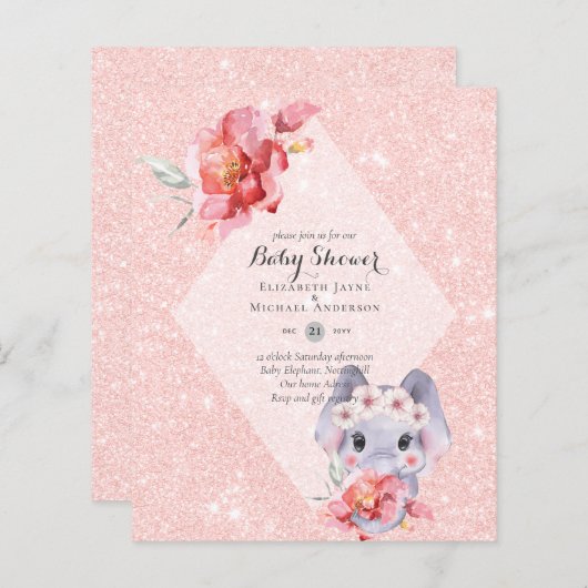 GERINGES BUDGET Elephant BABY MIRL SHOWI laden ein (Vorne/Hinten)