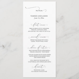 Geringes Elegance Wedding Menu Menükarte