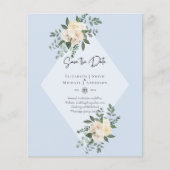 GERINGES HAUSHALT Weiße Rosen SPAREN DIE DATEN Mod Flyer (Vorne)