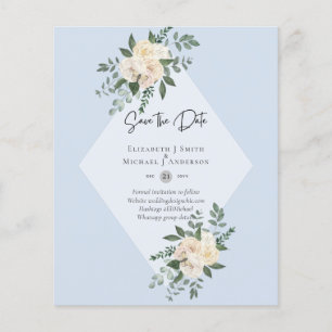 GERINGES HAUSHALT Weiße Rosen SPAREN DIE DATEN Mod Flyer