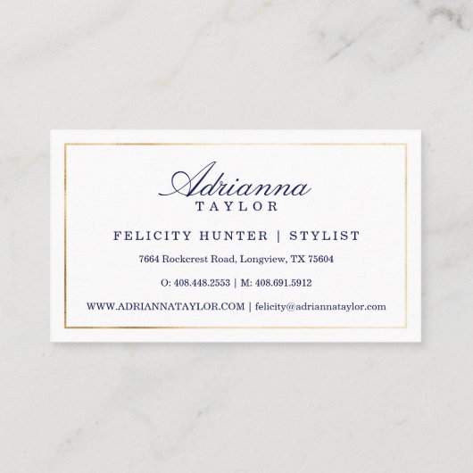 Geringfügige Regal Navy & Gold Circle Geometric Mu Visitenkarte (Rückseite)