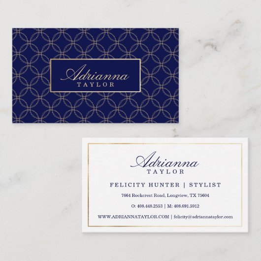 Geringfügige Regal Navy & Gold Circle Geometric Mu Visitenkarte (Vorne/Hinten)