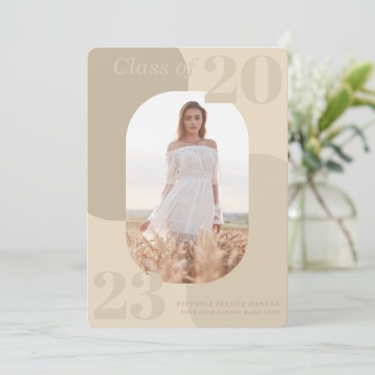 Geringfügiger Abschluss für geometrisches Foto Einladung (Stehend Vorderseite)