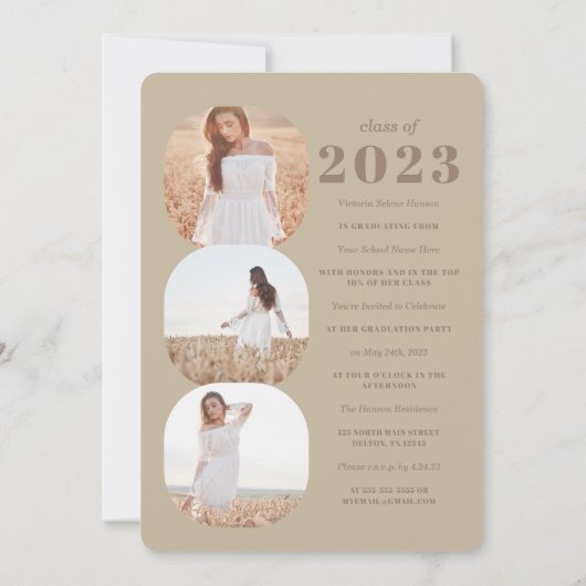 Geringfügiger Abschluss für geometrisches Foto Einladung (Rückseite)