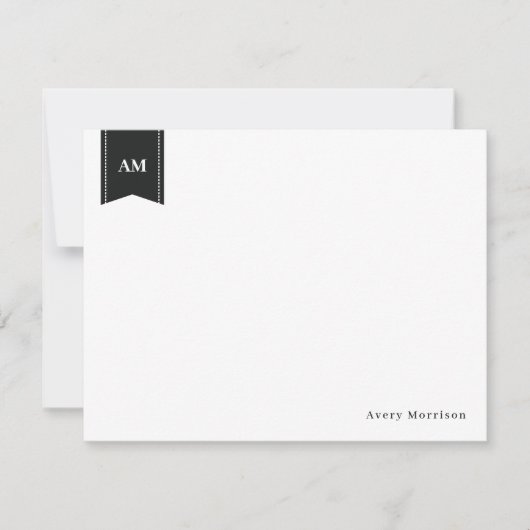 Geringfügiger Schwarz-weißer Name und Initialen Mitteilungskarte (Vorderseite)