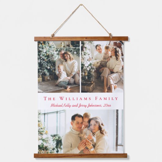 Geringste Rote Schrift 3-Foto-Collage Wandteppich Mit Holzrahmen (Vorderseite)