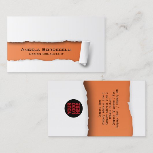 gerippte Orange-Visitenkarte Visitenkarte (Vorne/Hinten)
