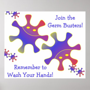 Germ Busters, denken Sie daran, Ihre Hände zu wasc Poster