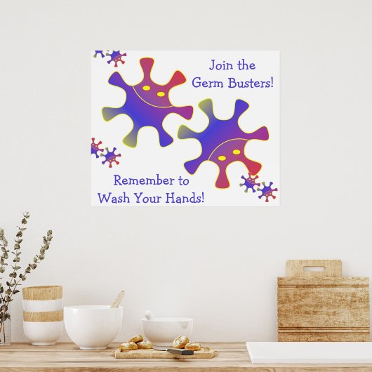 Germ Busters, denken Sie daran, Ihre Hände zu wasc Poster (Küche)