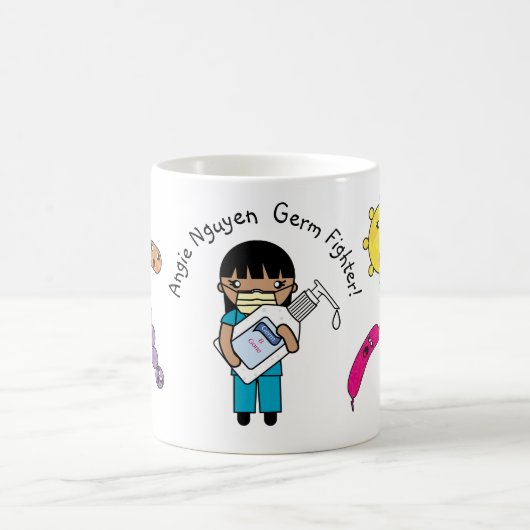 Germ Fighter Niedlich Long Black Hair Personalisie Kaffeetasse (Mittel)