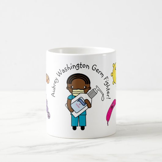 Germ Fighter Niedlicher Afroamerikaner Personalisi Kaffeetasse (Mittel)