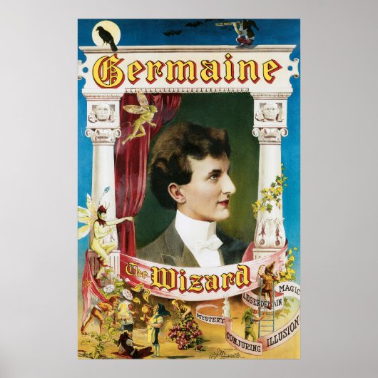Germaine The Wizard ~ Magician Vintag Magic Act Poster (Vorne)