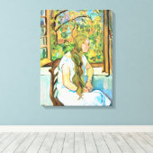 Germaine Utter vor ihrem Fenster Leinwanddruck (Insitu (Holzboden))