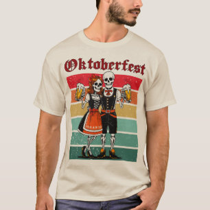 German Beer Skeleton Paar Halloween T-Shirt