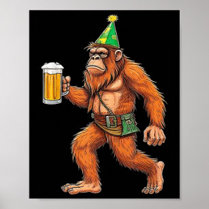 German Bigfoot Sasquatch Beer Lederhose Funny _1 Poster