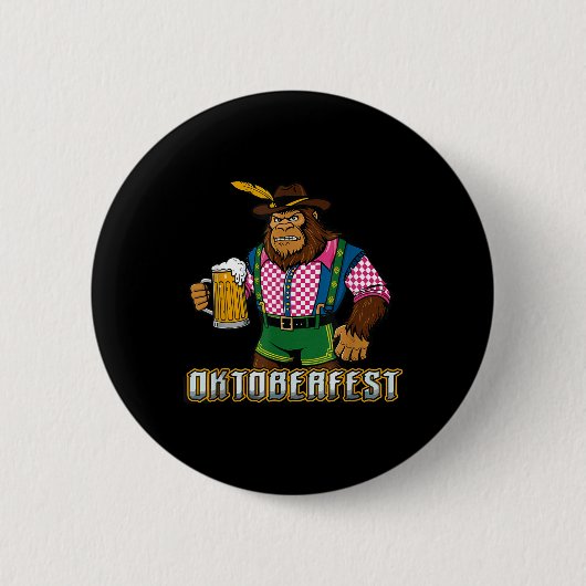 German Bigfoot Sasquatch Beer Lederhose Funny _2 Button (Vorderseite)
