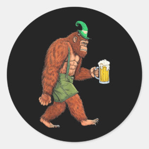 German Bigfoot Sasquatch Beer Lederhose Funny _2 Runder Aufkleber