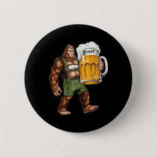 German Bigfoot Sasquatch Lederhose Funny Button