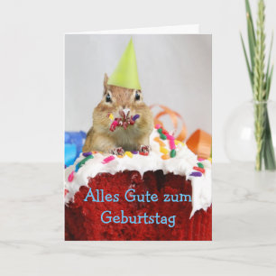 German Birthday Chipmunk Card Karte