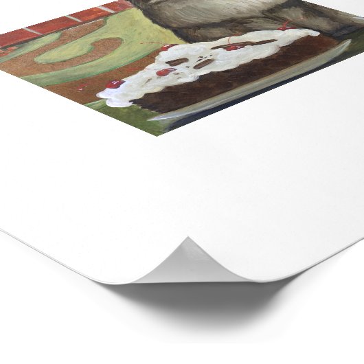 German Black Forest Cat with Cake Wall Art Poster (Ecke)