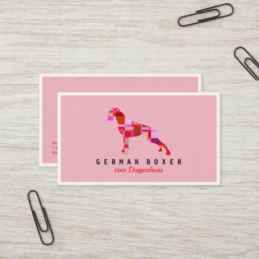 German Boxer Business Cards Visitenkarte (Vorderseite/Rückseite Beispiel)