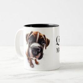 German boxer close-up Mug with you name Zweifarbige Tasse