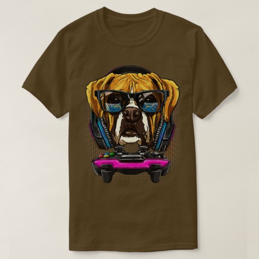 German Boxer Dog  Computer Video Game Lover Gaming T-Shirt (Design vorne)