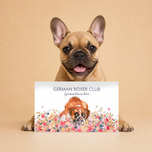 German Boxer Dog Spring Blumen Visitenkarte