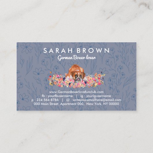 German Boxer Dog Visitenkarte (Rückseite)