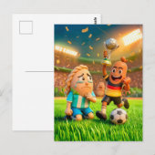 German bratwurst defeating Argentinian empanada so Postkarte (Vorne/Hinten)