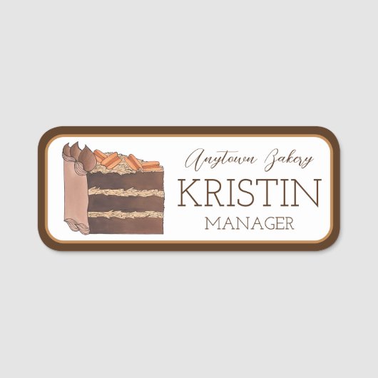 German Chocolate Cake Slice Bake Shop Koch Namensschild (Vorderseite)