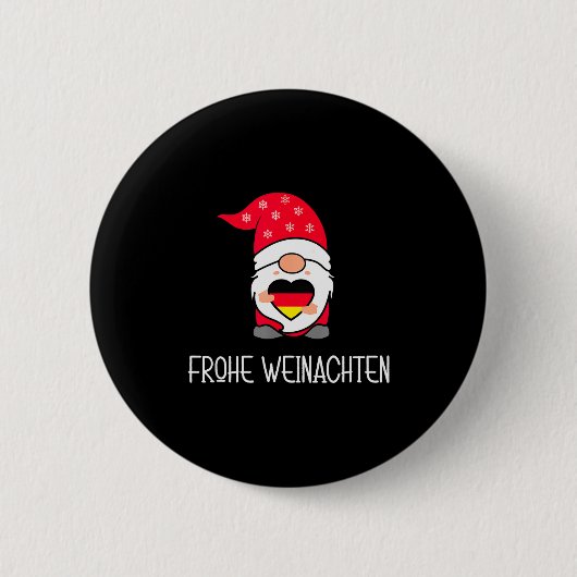 German Christmas Gnome Frohe Weinachten  Button (Vorderseite)