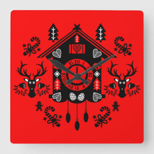 German Cucko Clock Weihnachten Quadratische Wanduhr