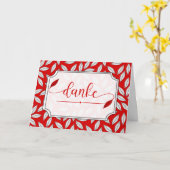 German Danke, Red and White Botanical Karte (Gelbe Blume)