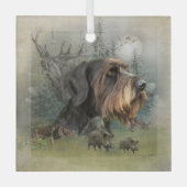 German Drahthaar Pointer, Boar Junting Glass O Ornament Aus Glas (Vorderseite)