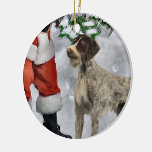 German Drahthaar Pointer Christmas Geschenke Keramikornament (Links)