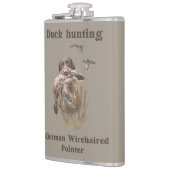German Drahthaar Pointer Jagen einer Ente Flasche Flachmann (Links)