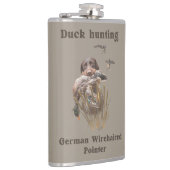 German Drahthaar Pointer Jagen einer Ente Flasche Flachmann (Rechts)