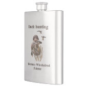 German Drahthaar Pointer Jagen einer Ente Flasche Flachmann (Links)