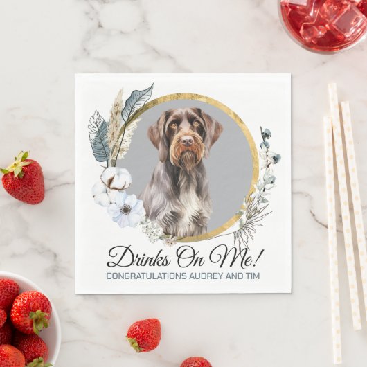 German Drahthaar Pointer Wedding Foto Serviette (Beispiel)