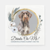 German Drahthaar Pointer Wedding Foto Serviette (Vorderseite)